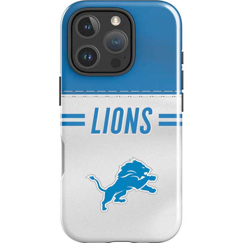 NFL Detroit Lions White Striped iPhone 16 Pro Impact Case
